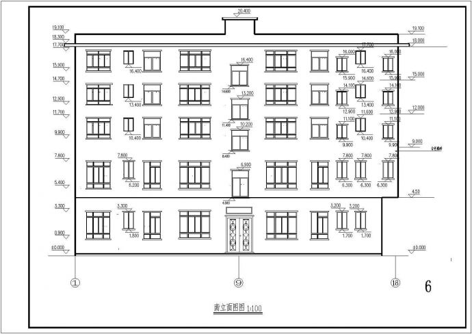 某地5层底框结构商住楼建筑设计方案图_图1