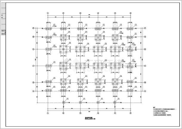 某地区劳动局办公楼框架建筑结构施工图-图一