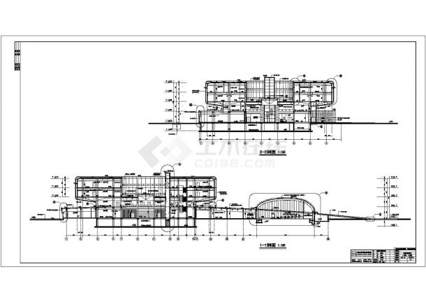 南京市金陵4层型钢混凝土结构图书馆建筑方案设计图纸-图一