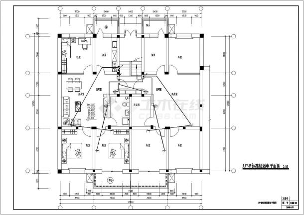 某地区六层住宅小区电气施工设计CAD图-图二