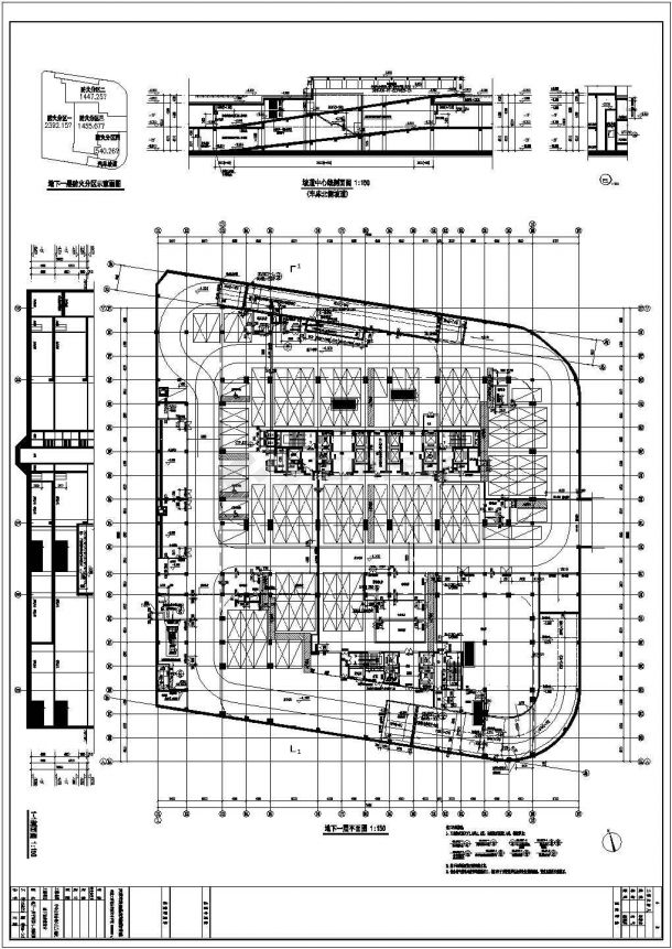 某项目单层地下室大型车库建筑结构施工图-图二