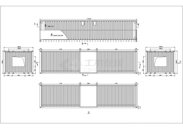 某地区十二米长集装箱房的施工图纸-图二