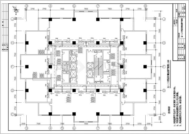某地区办公大厦中央空调设计经典cad全套施工图纸-图二