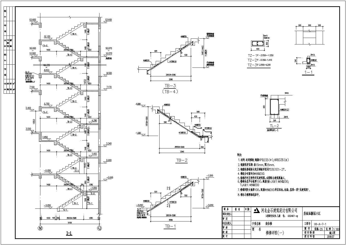 某地区商住楼板式楼梯节点构造详图