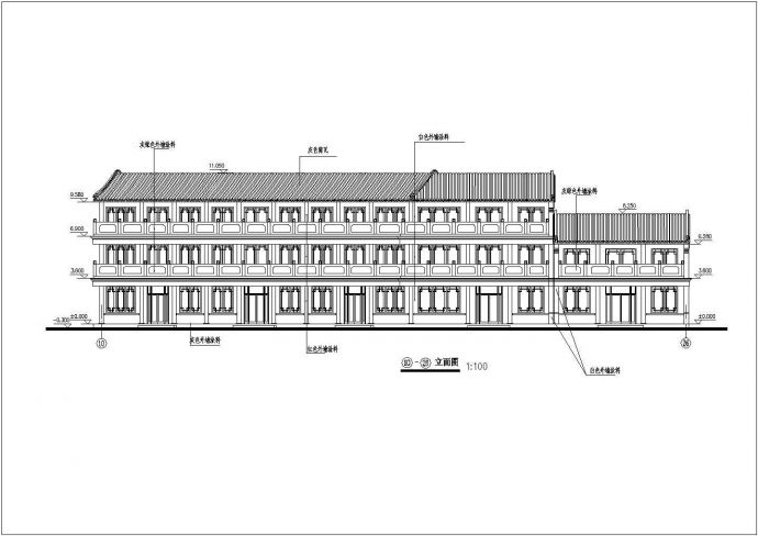 某仿古街建筑施工设计CAD方案详细图_图1