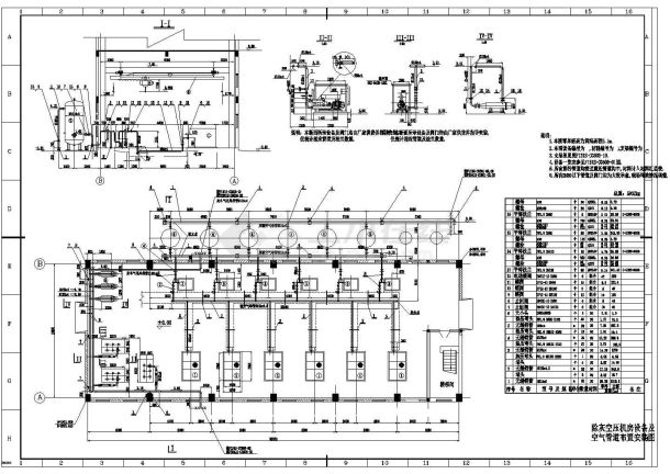 某地区大厦空压机房系统cad施工设计图纸-图二