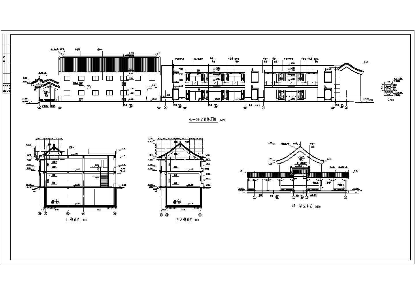 某2层框架结构商业仿古建筑方案设计图纸