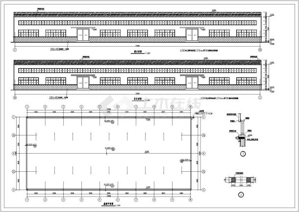 某32米跨轻钢门式厂房建筑、结构施工图-图一