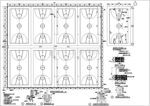 某篮球、排球、羽毛球场地建筑设计施工图-图一