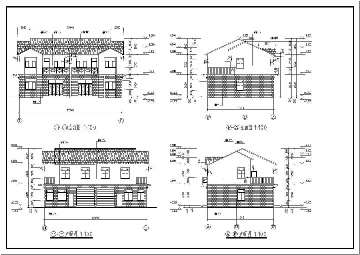 某地2层别墅住宅楼建筑方案设计图