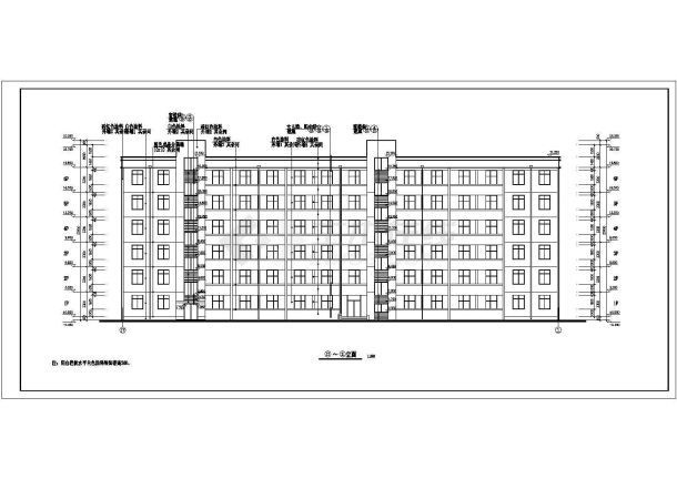 某地6层学生宿舍楼建筑设计施工图-图二