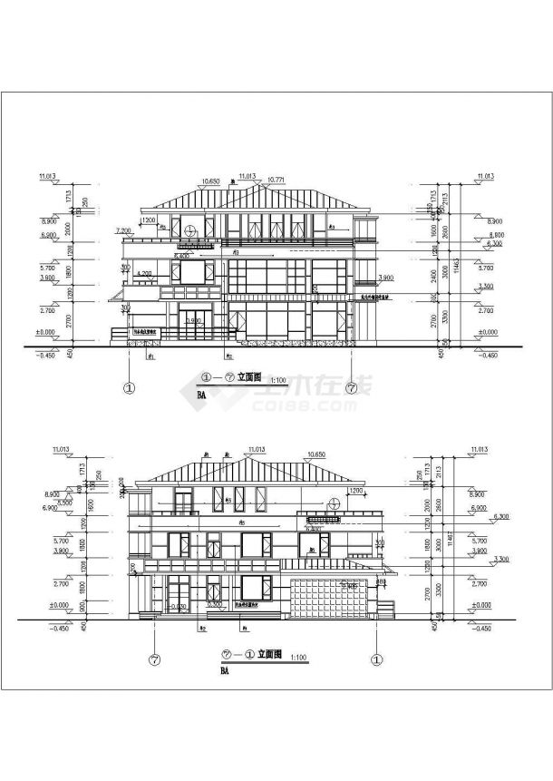比较经典的大型别墅样板cad设计图-图二