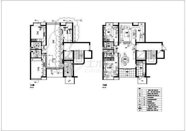 上海高层剪力墙结构住宅（通透三居）室内装修设计施工图-图一