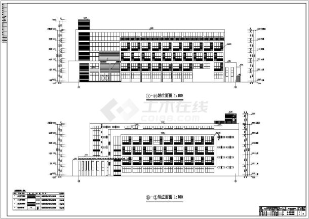 河源工业技术学校综合楼建筑方案图-图一