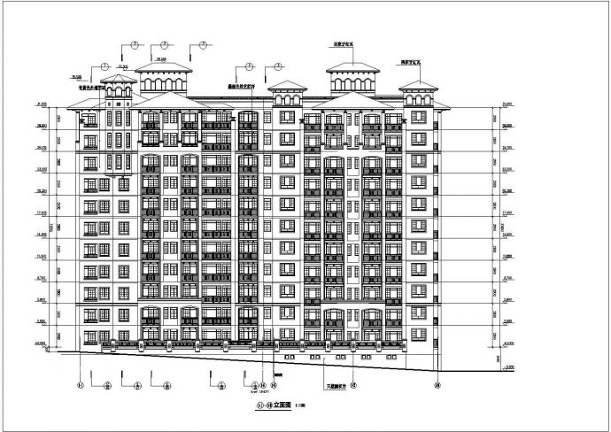 某地高层住宅立面图的完整CAD图纸 _图1