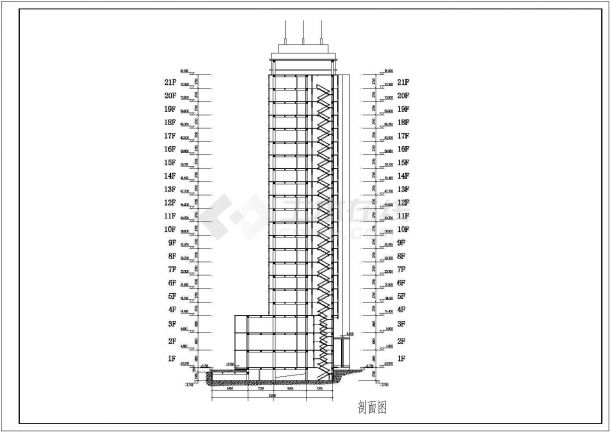 某地下二层地上二十层框架结构高层综合办公楼建筑设计方案-图一