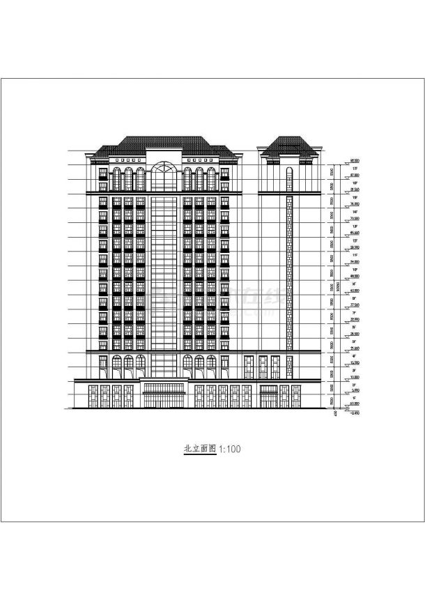 某地下二层地上十七层框架结构酒店公寓建筑设计方案-图一