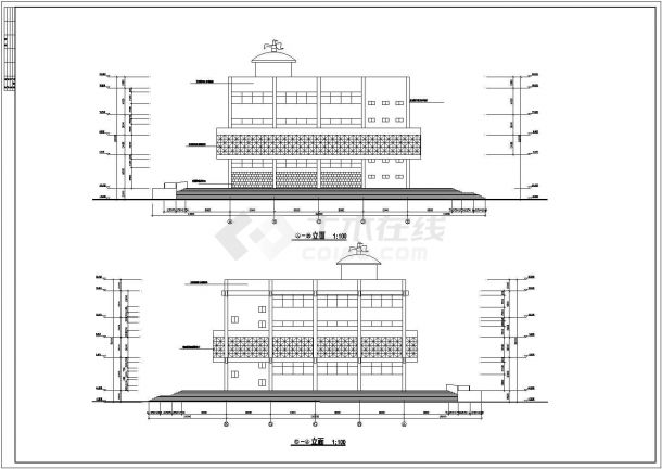 某地3层框架结构博物馆建筑设计方案图-图二