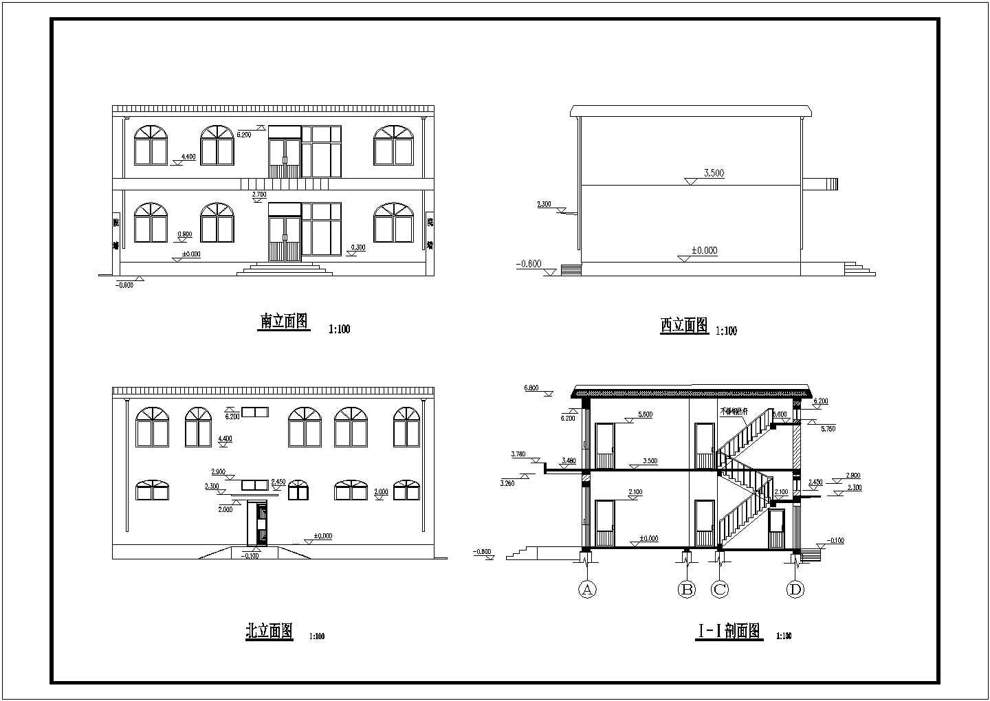 某地区二层别墅全套施工图（含建筑、结构、水暖电）