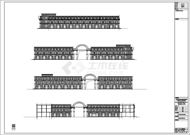 某批发市场三层框架结构办公楼建筑设计施工图-图一