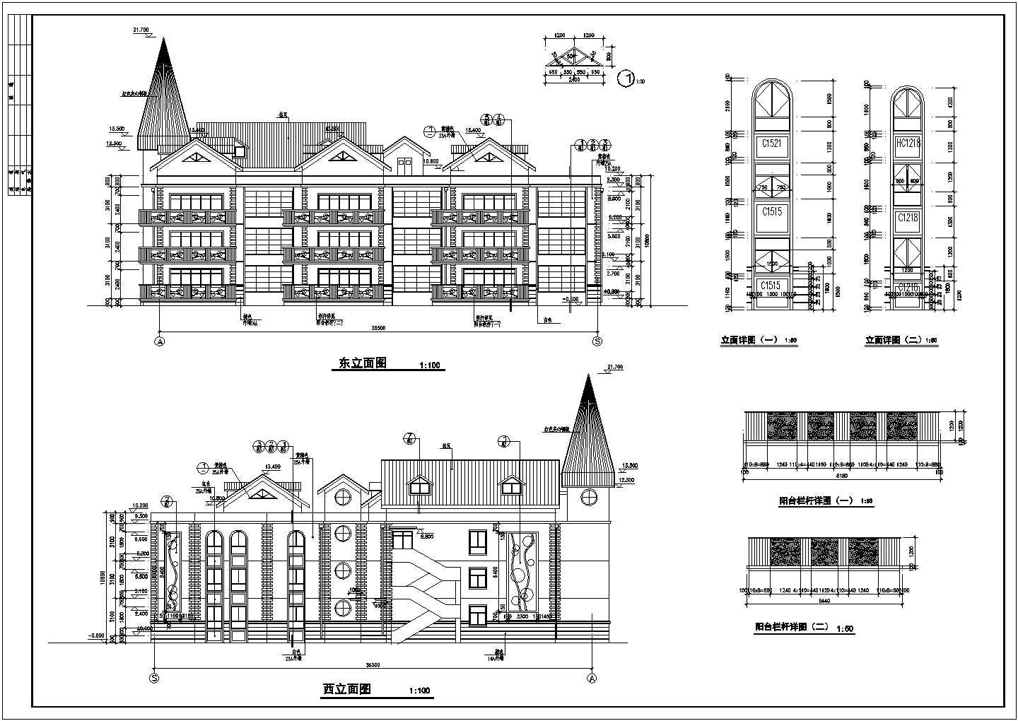 北京某小区三层砖混结构幼儿园建筑设计施工图