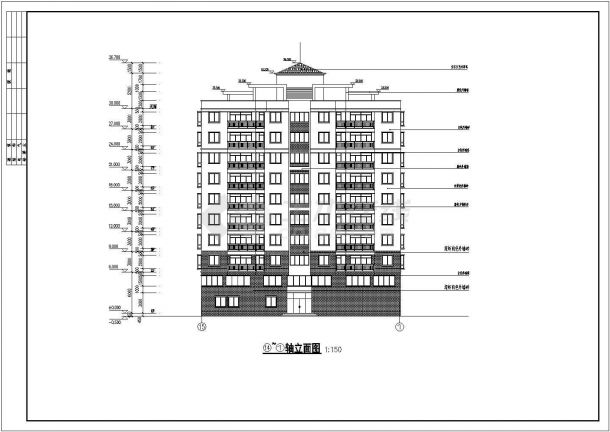 某地9层框架结构商住楼建筑设计施工图-图一