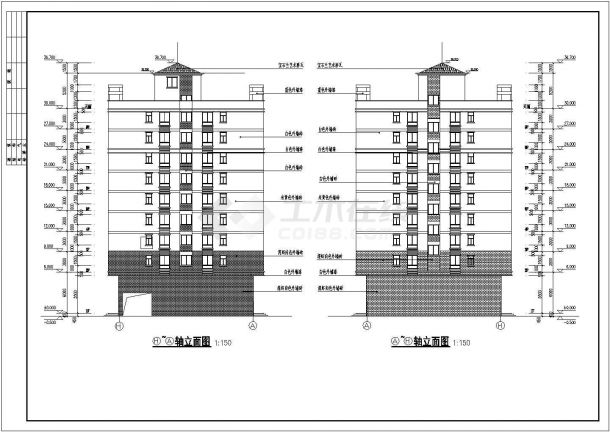某地9层框架结构商住楼建筑设计施工图-图二