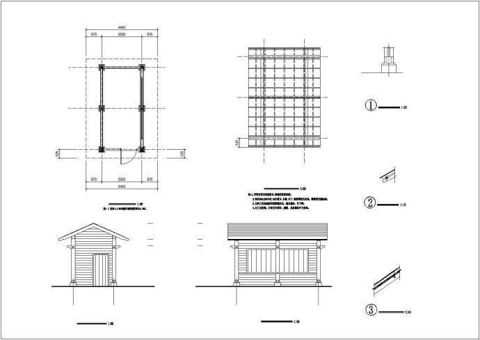 某防腐木景观栈台及小商亭的施工图_图1