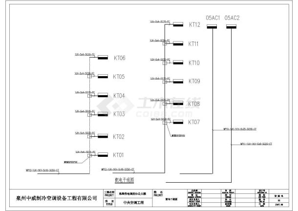 泉港供电调度办公大楼空调电气设计全套cad施工图-图二