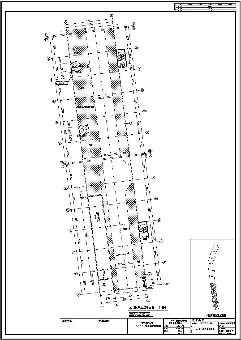 某单层地下汽车库建筑设计施工图纸