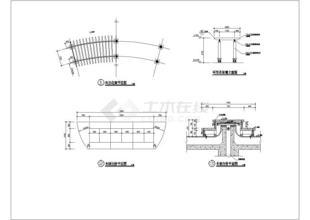 某地区双臂弧形花廊架景观设计施工图-图二