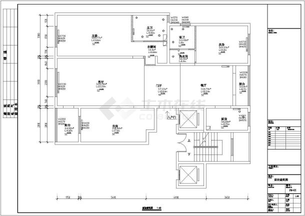 某地区三室两厅两卫室内装修设计施工图-图一