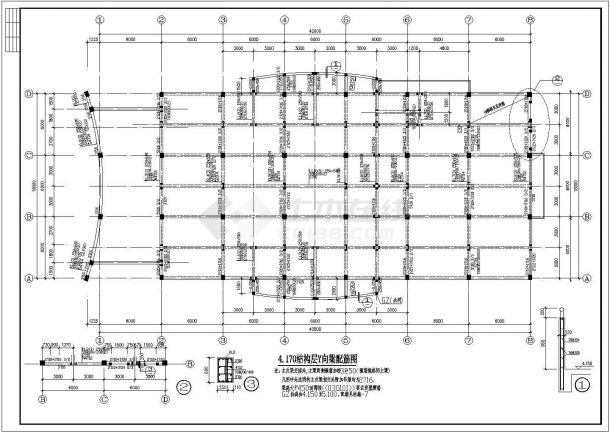 某食堂建筑详细结构设计CAD图纸-图二