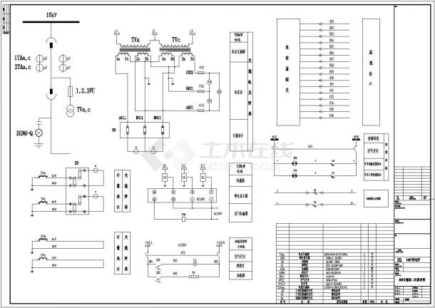  10KV primary system diagram and complete set of secondary schematic diagram electrical design diagram of an area - Figure 2