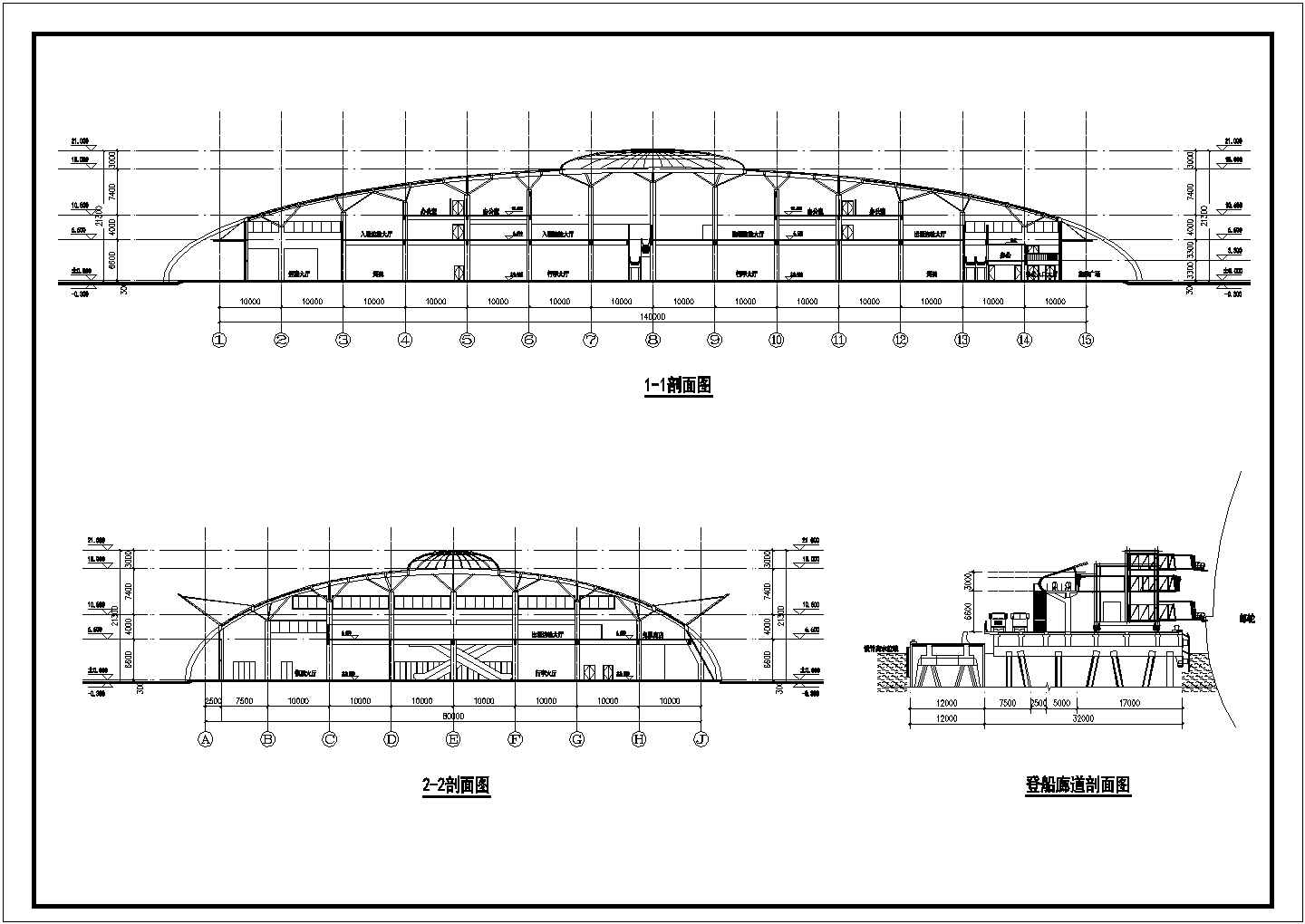 上海两层框架结构客运中心建筑设计方案图