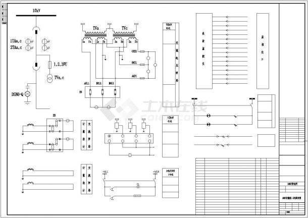 10KV一次系统图,及全套二次电气原理图-图二