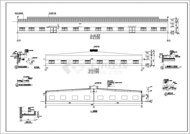 某地单跨32米轻钢厂房建筑结构设计施工图纸-图一
