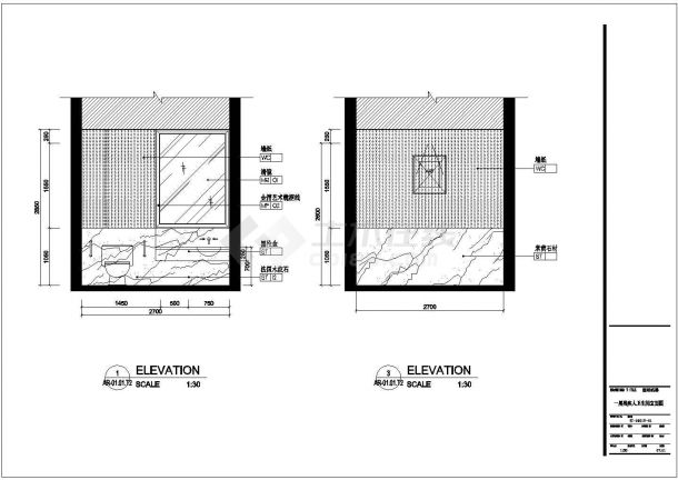 别墅一层卫生间设计及施工全套CAD图纸-图一
