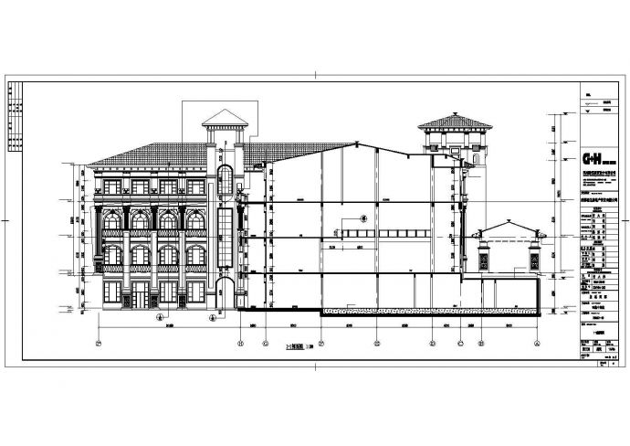 某小区三层框架结构会所建筑设计方案图_图1