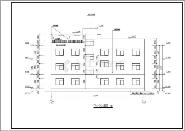 某地三层社区办公楼建筑设计施工图-图二