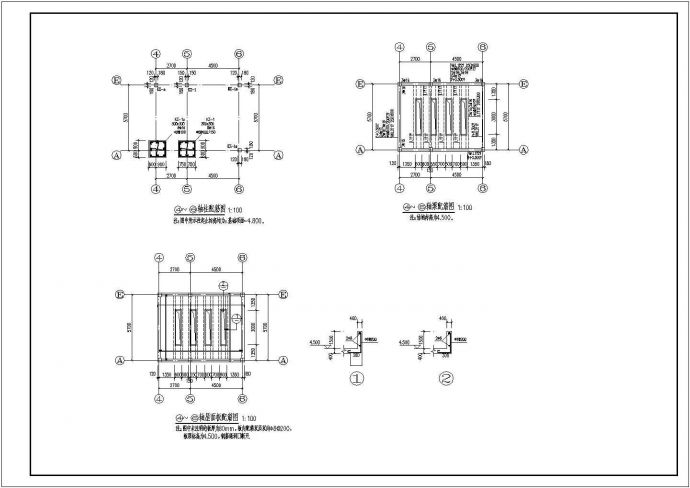 某厂区砖混和框架结构大门结构设计施工图_图1