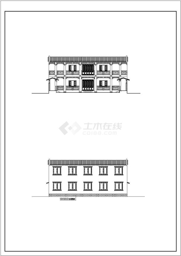 某地2层砖混结构四合院建筑方案设计图纸-图一