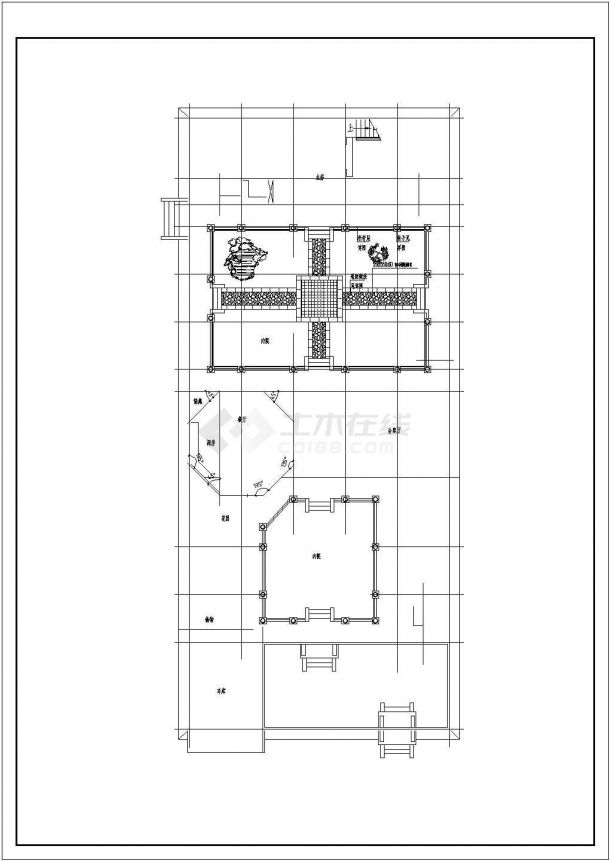 某地2层砖混结构四合院建筑方案设计图纸-图二