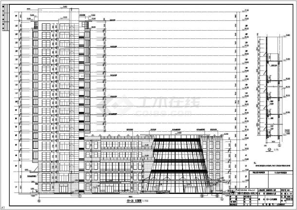 某地19层框架结构办公综合楼建筑设计施工图-图一