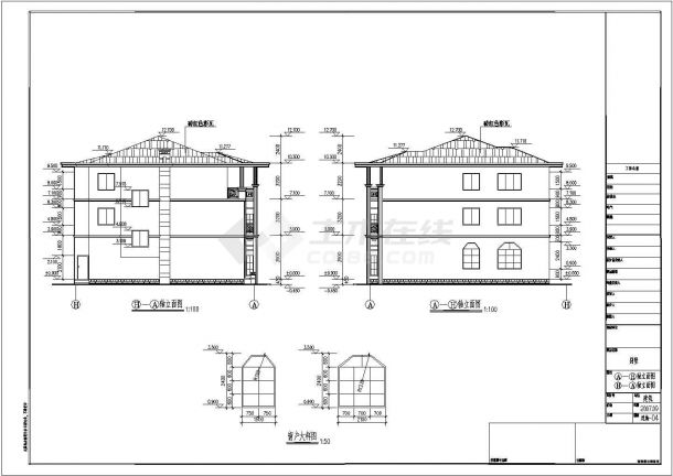 某地三层框架结构小别墅建筑方案设计图-图二