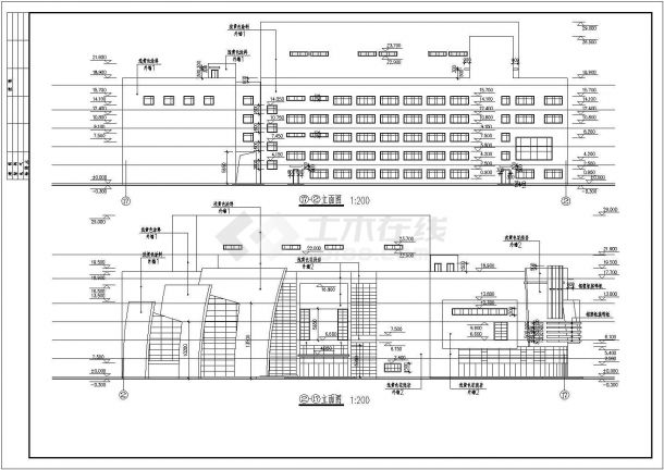 市某影剧院设计CAD建筑施工平立面方案图-图一