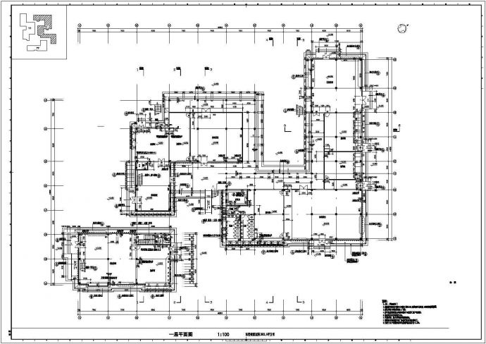 长69.8米 宽45.6米 三层茶楼建筑设计图_图1