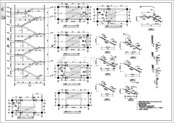 某工程项目典型双跑楼梯结构施工图-图二