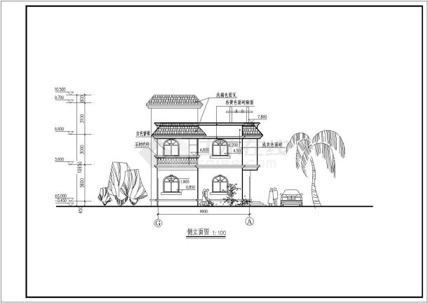 湛江某100.2m2砖混结构新农村别墅建筑施工图-图二