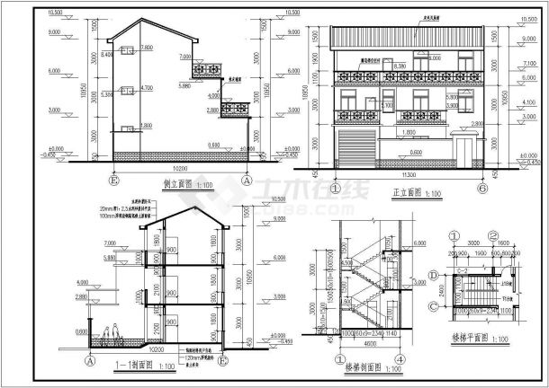 湛江某120 m2砖混结构新农村民房建筑施工图-图二